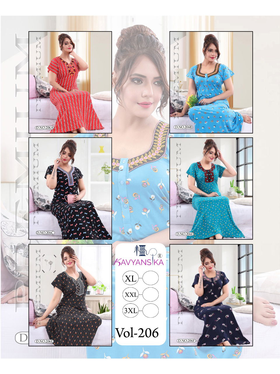 Kavyansika 206 Night Wear Embroidery Printed Nighty Collection